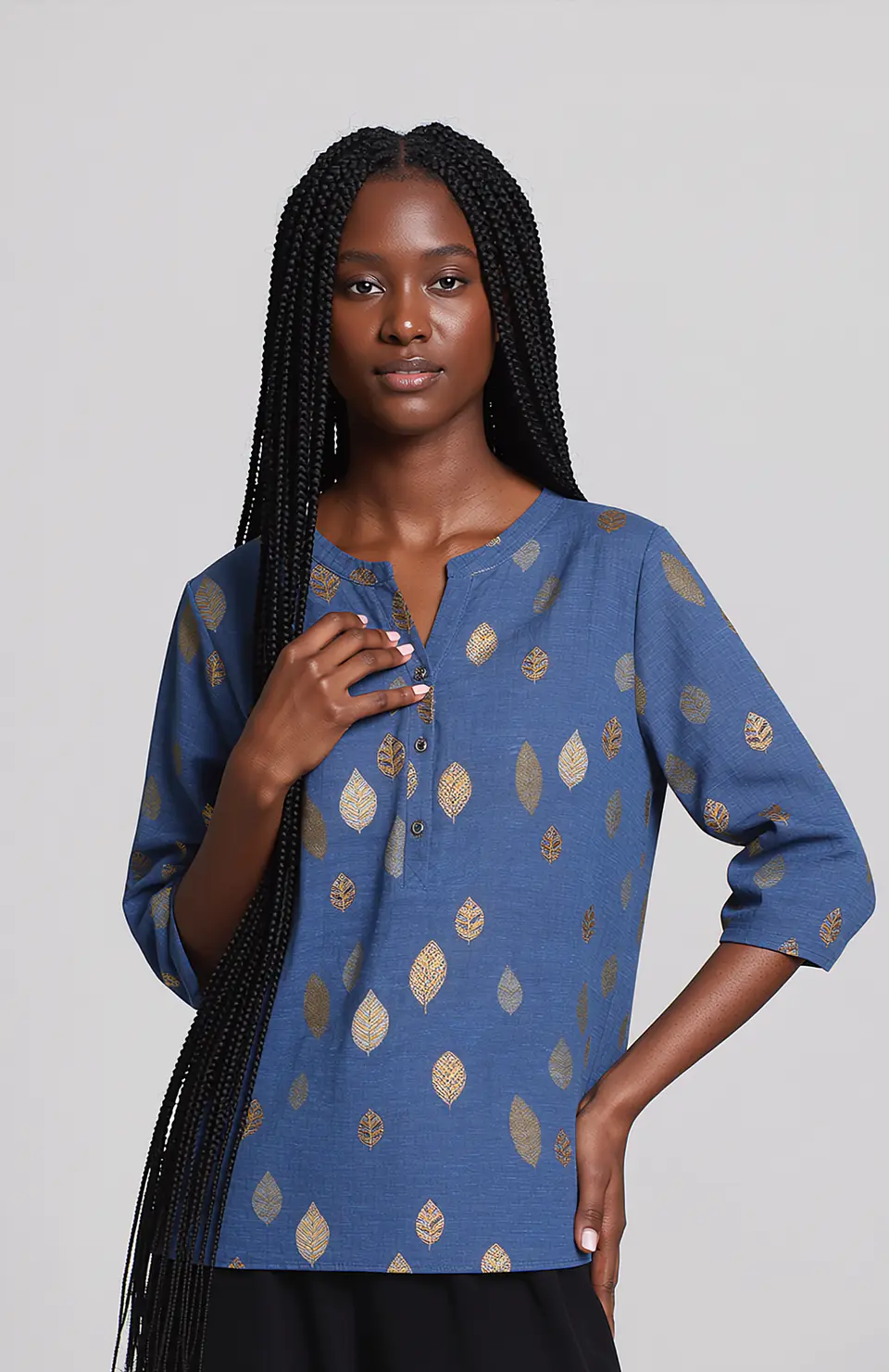 Nella- V-Neck Print Blouse 1