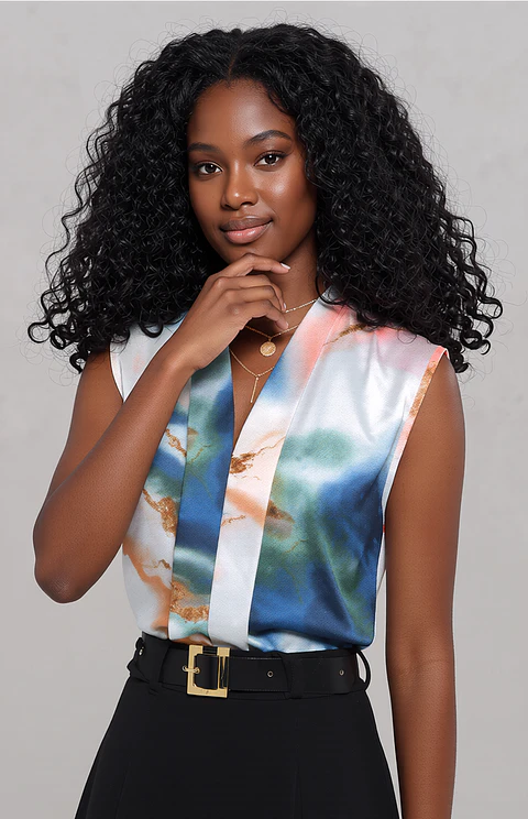 Kira- Sleeveless V-Neck Blouse
