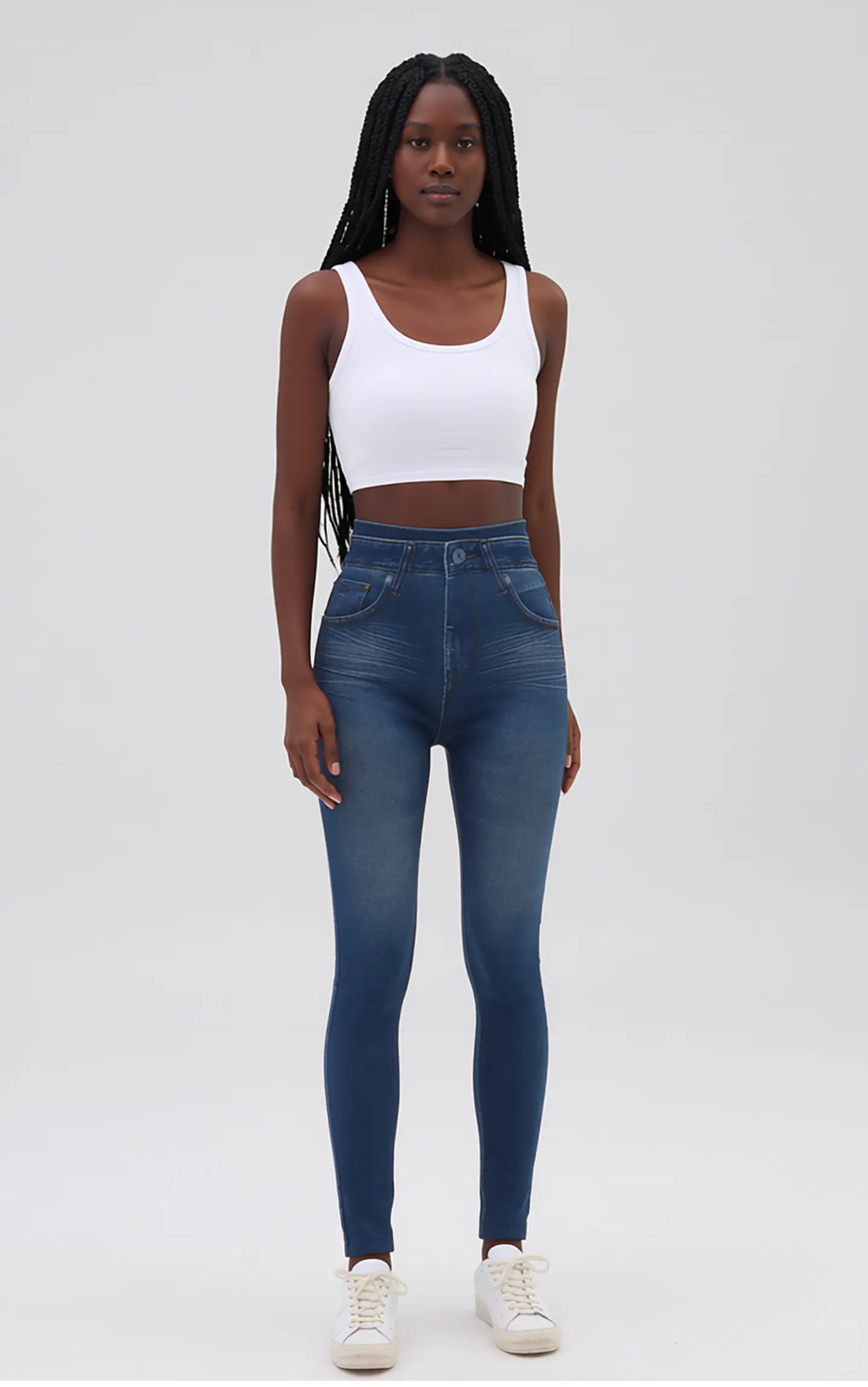 Nova- Faux Denim Print Leggings 1