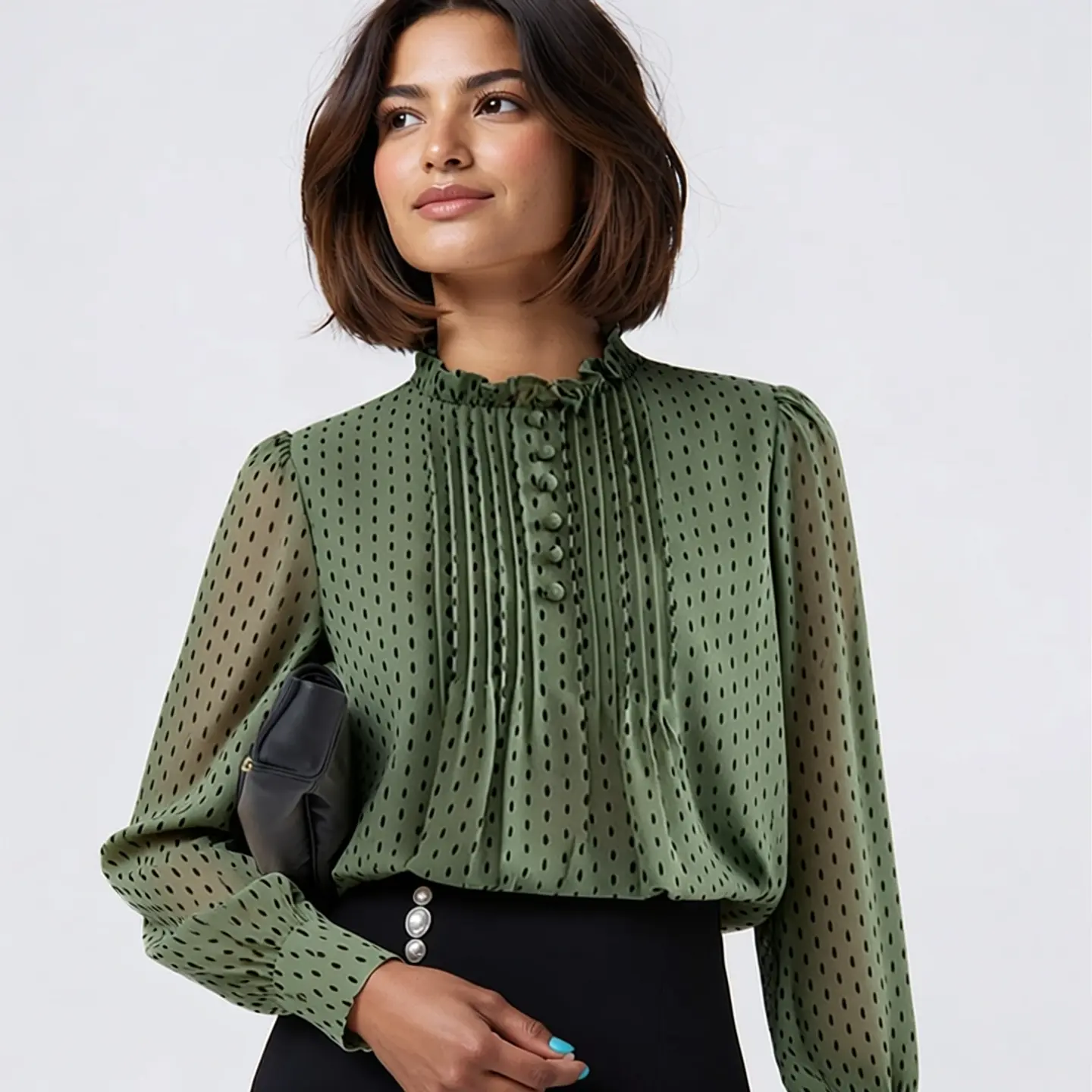 Sadie- Polka Dot Chiffon Blouse 2