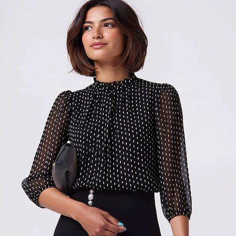 Sadie- Polka Dot Chiffon Blouse