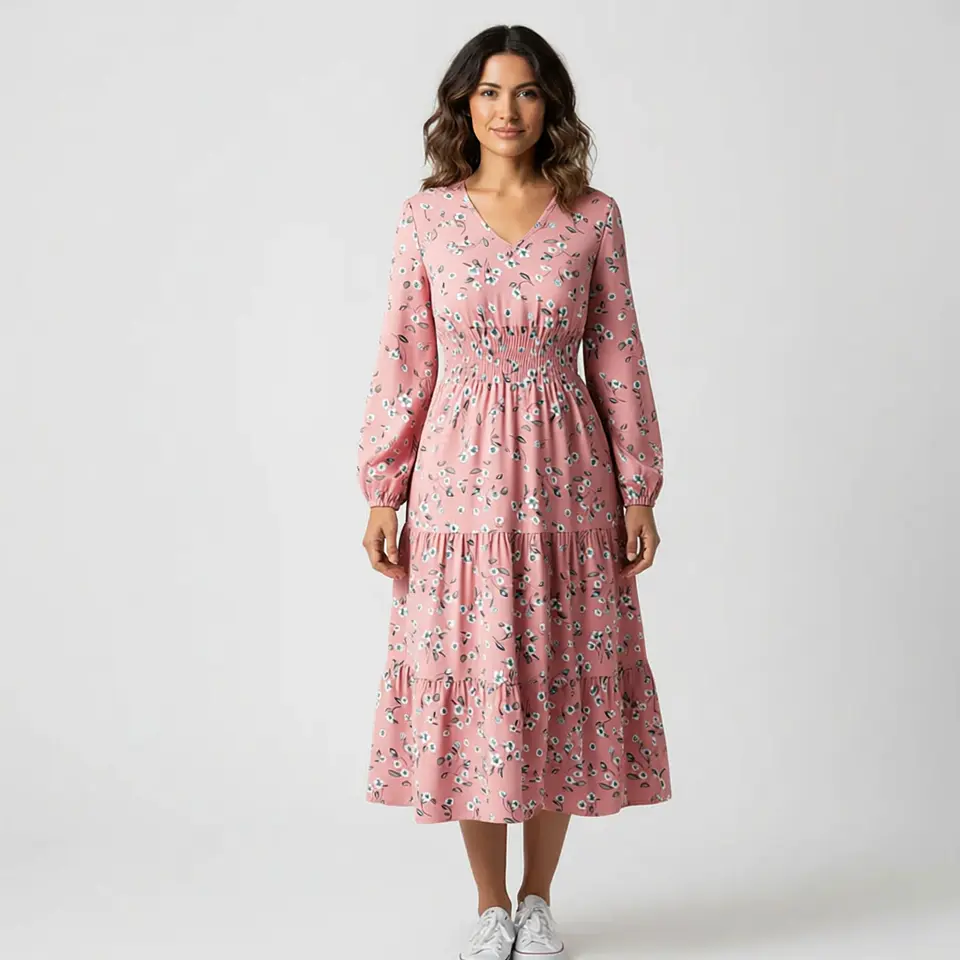 Elin- Lotus V-Neck Dress 3