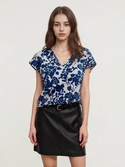 Allison- Floral V-Neck Blouse