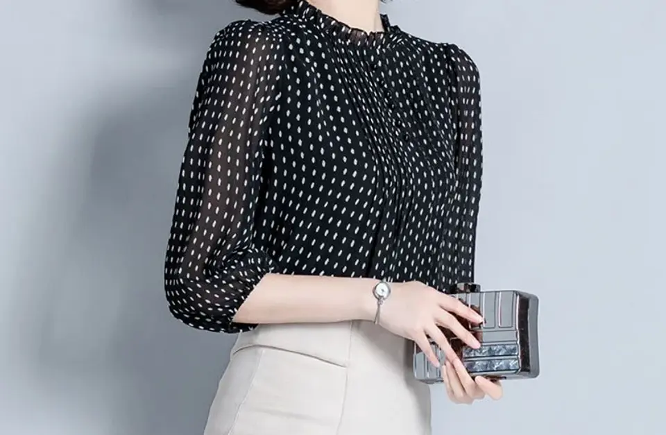 Sadie- Polka Dot Chiffon Blouse 6