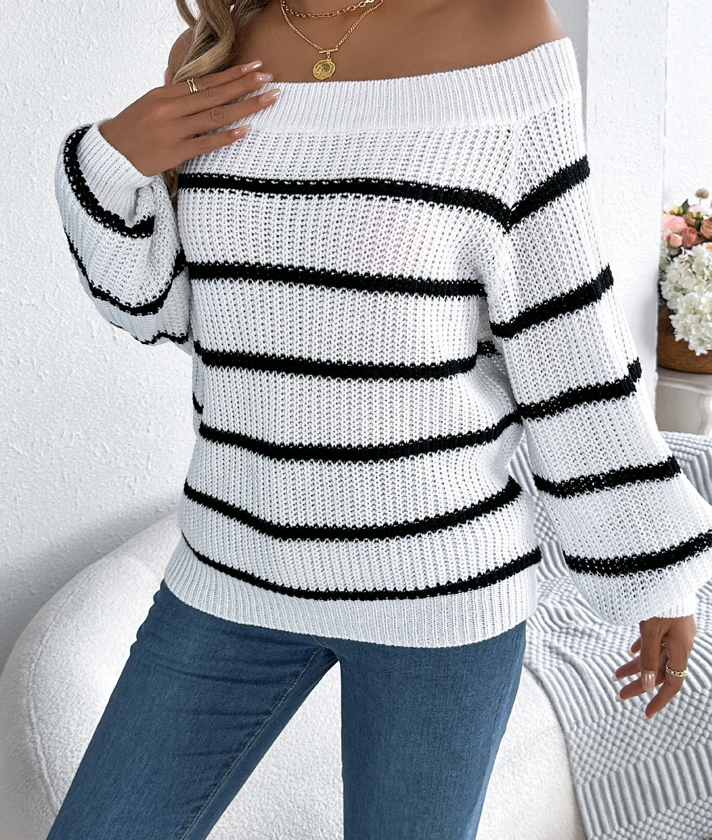 Vesna- Striped Lantern Sweater 5