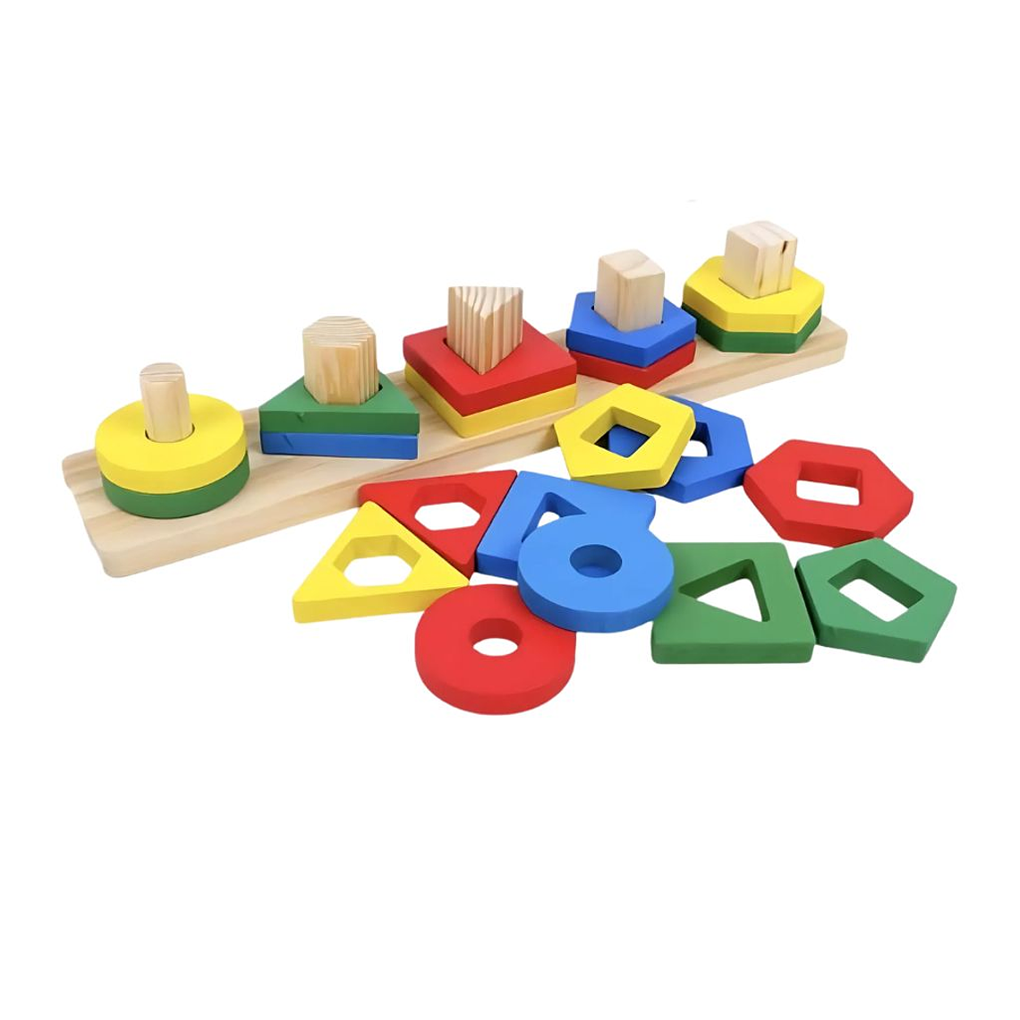 Encaje Didáctico de Figuras y Colores en Madera 1