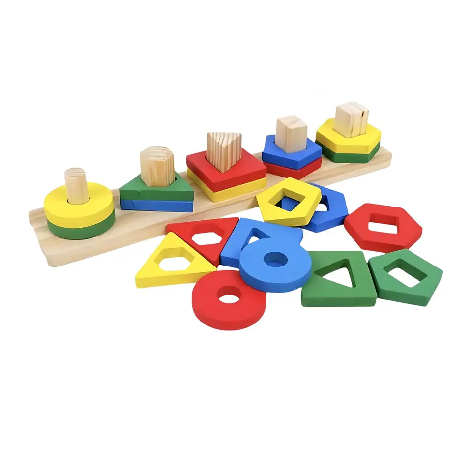 Encaje Didáctico de Figuras y Colores en Madera 1