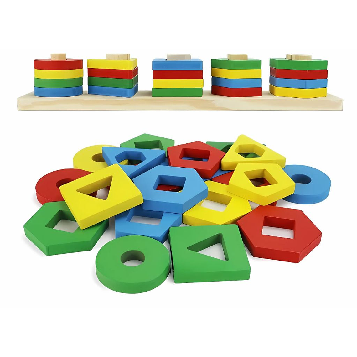 Encaje Didáctico de Figuras y Colores en Madera 3