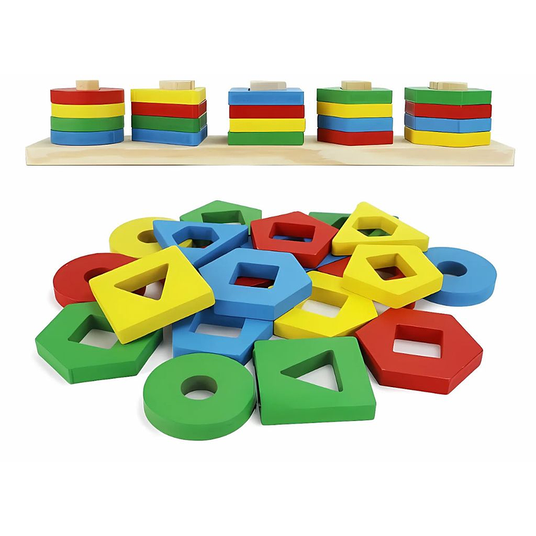 Encaje Didáctico de Figuras y Colores en Madera 3