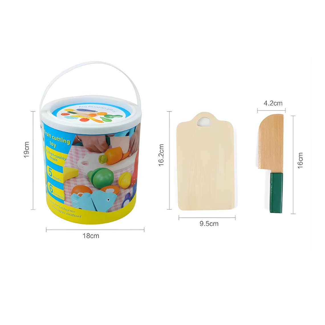 Balde corta fruta de madera  3