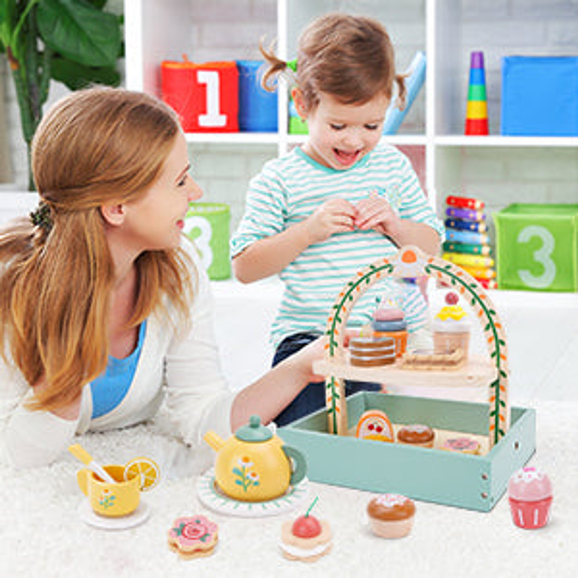 Juego de té  madera . 1