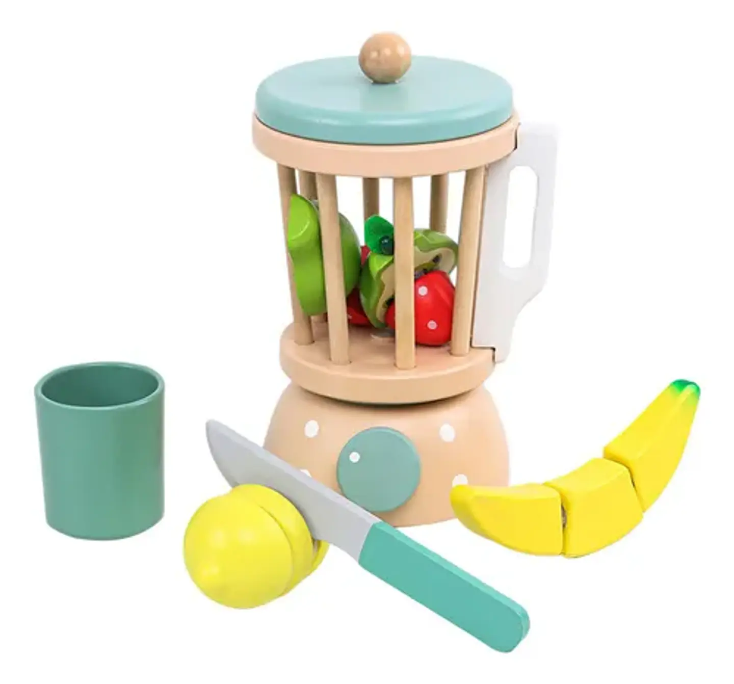 Juguera con set de fruta de madera 1