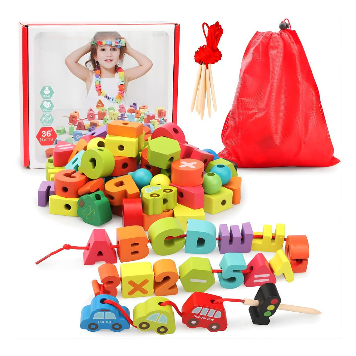 uego Enhebrable de Letras, Números y Vehículos 1