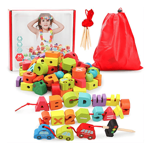 uego Enhebrable de Letras, Números y Vehículos