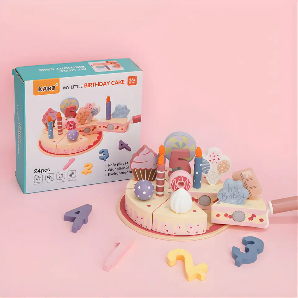 Torta de Cumpleaños Didáctica de Madera 2