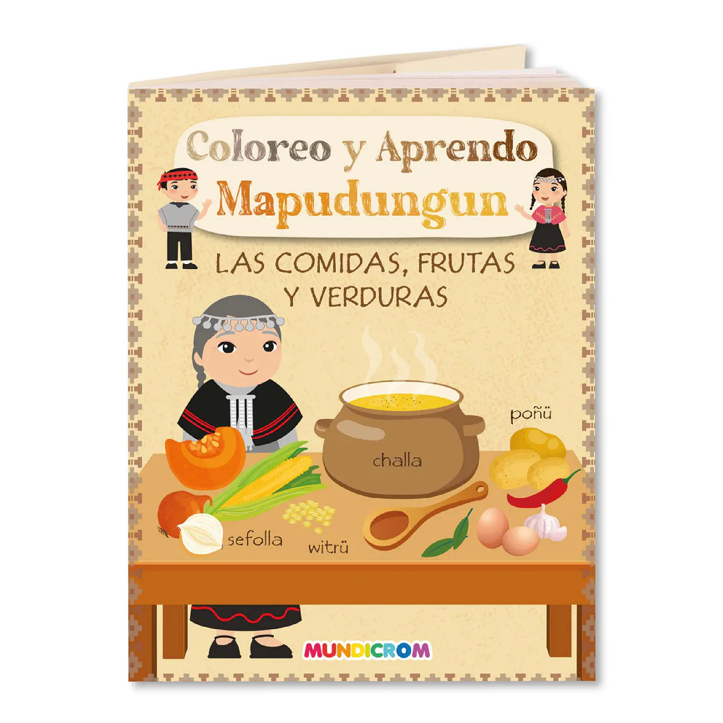 Colorea y Aprende Mapudungun: Las Comidas, Frutas y Verduras 1
