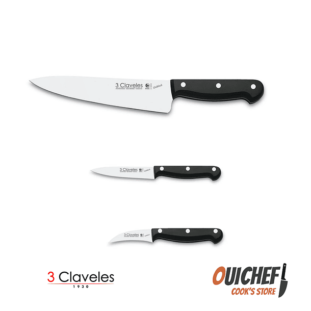 Set de cuchillos y utensilios de cocina 3 Claveles Uniblock 3