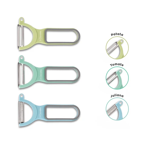 Pack de 3 Peladores Tres Claveles – Papa, Tomate y Juliana
