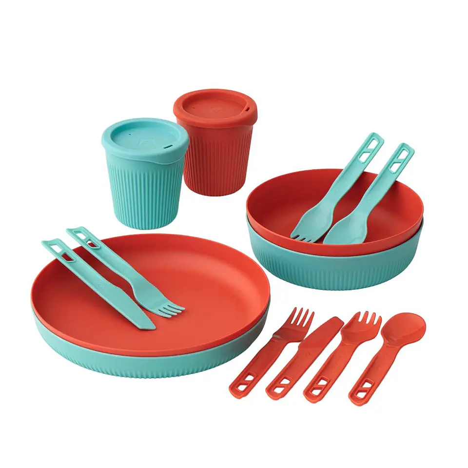 Set de Vajilla Passage - [2 Personas] [14 Piezas] - Azul + Naranja 1