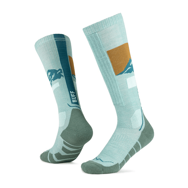 Calcetines Buff  Lana Merino gruesos,  caña extra alta Sea Green 1