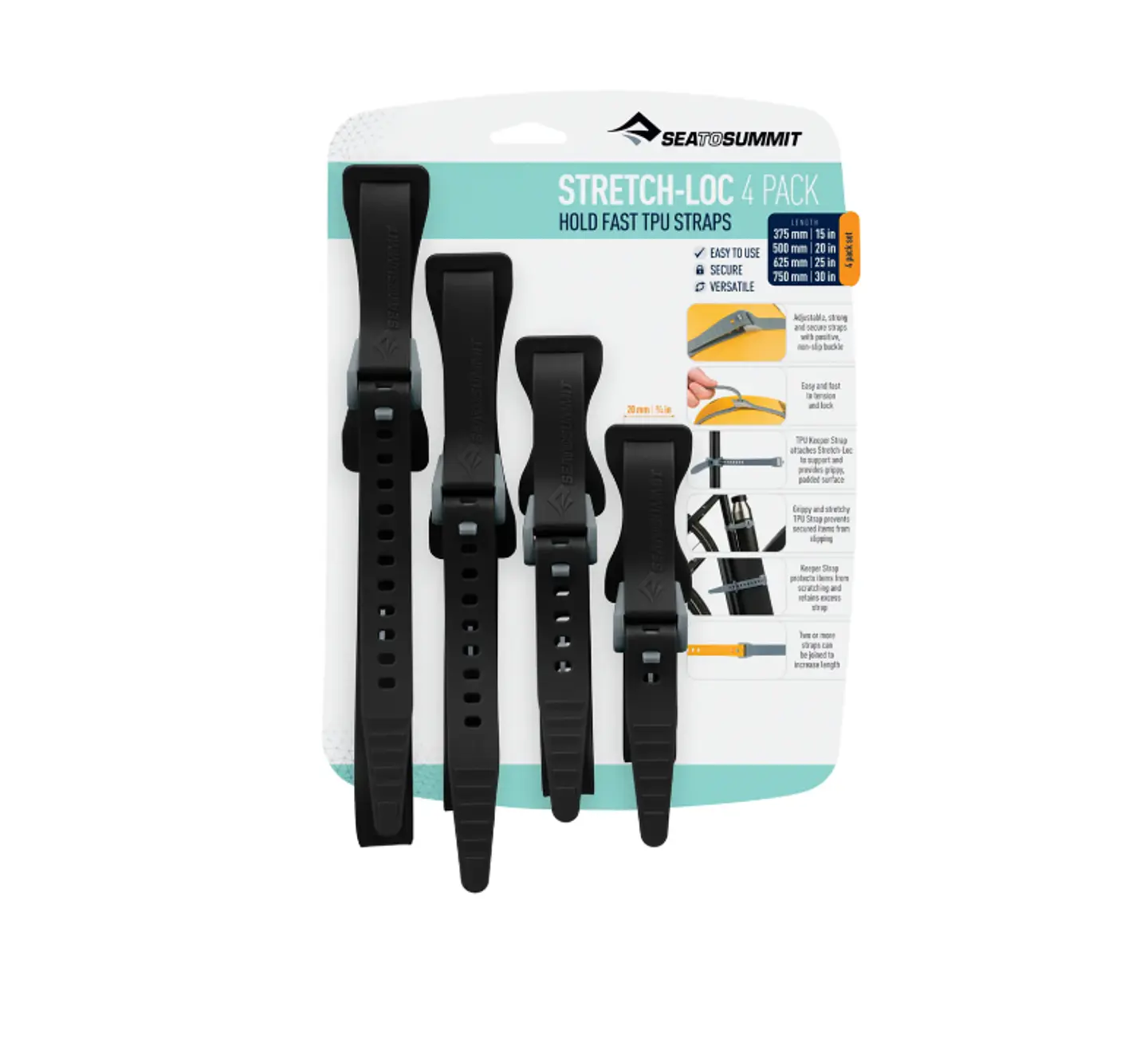 Set de amarras Stretch-Loc Tamaños variados 20Mm 4 unidades Sea To Summit 10