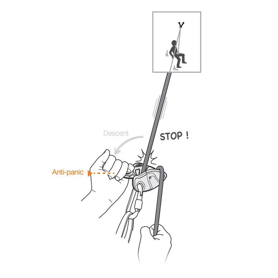 Asegurador Petzl GRIGRI® + con bloqueo asistido y antipánico 4