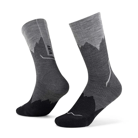 Calcetines BUFF® Lana Merino grosor medio, caña alta Negros