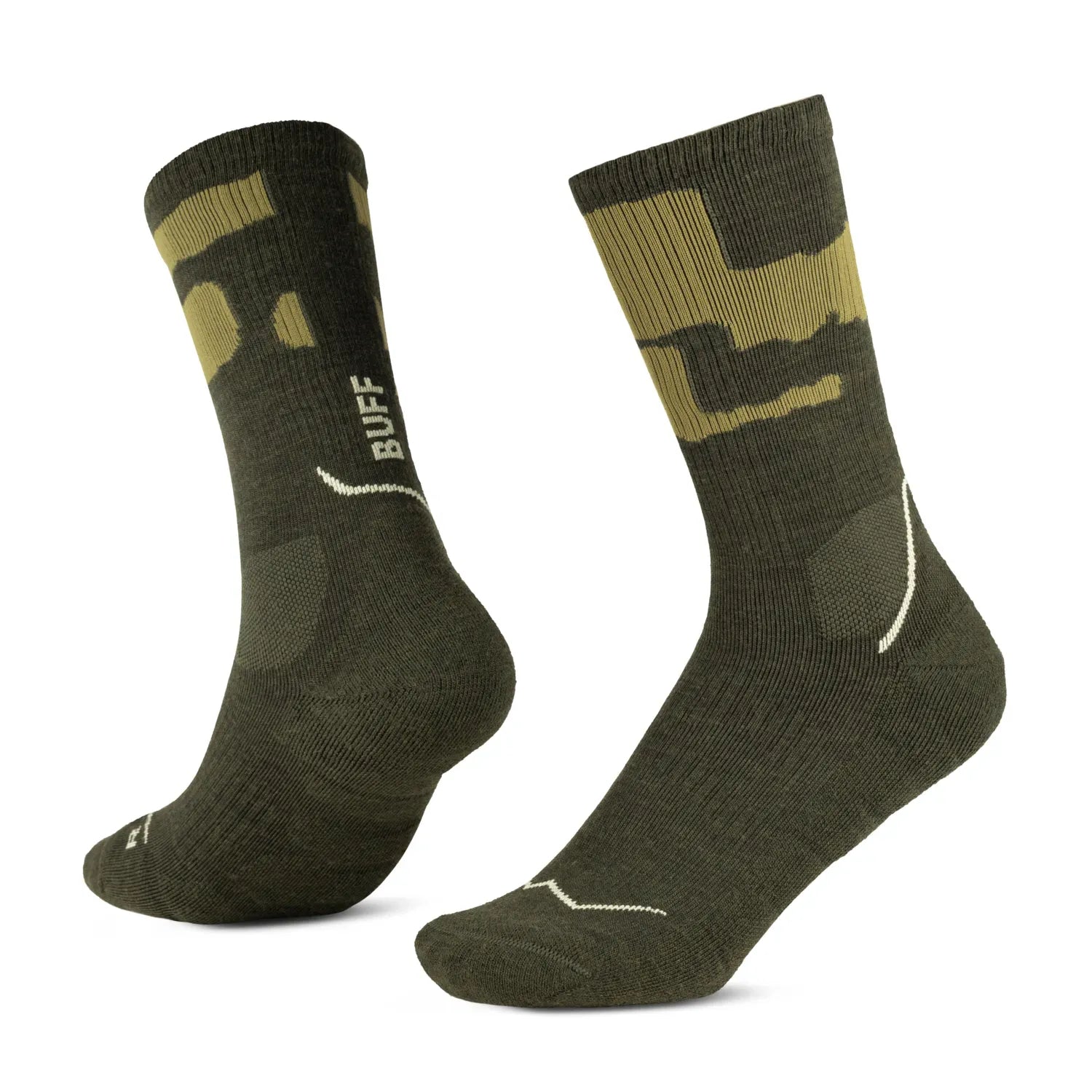 Calcetines BUFF® Lana Merino Grosor Medio Caña Alta Verde Beetle 1