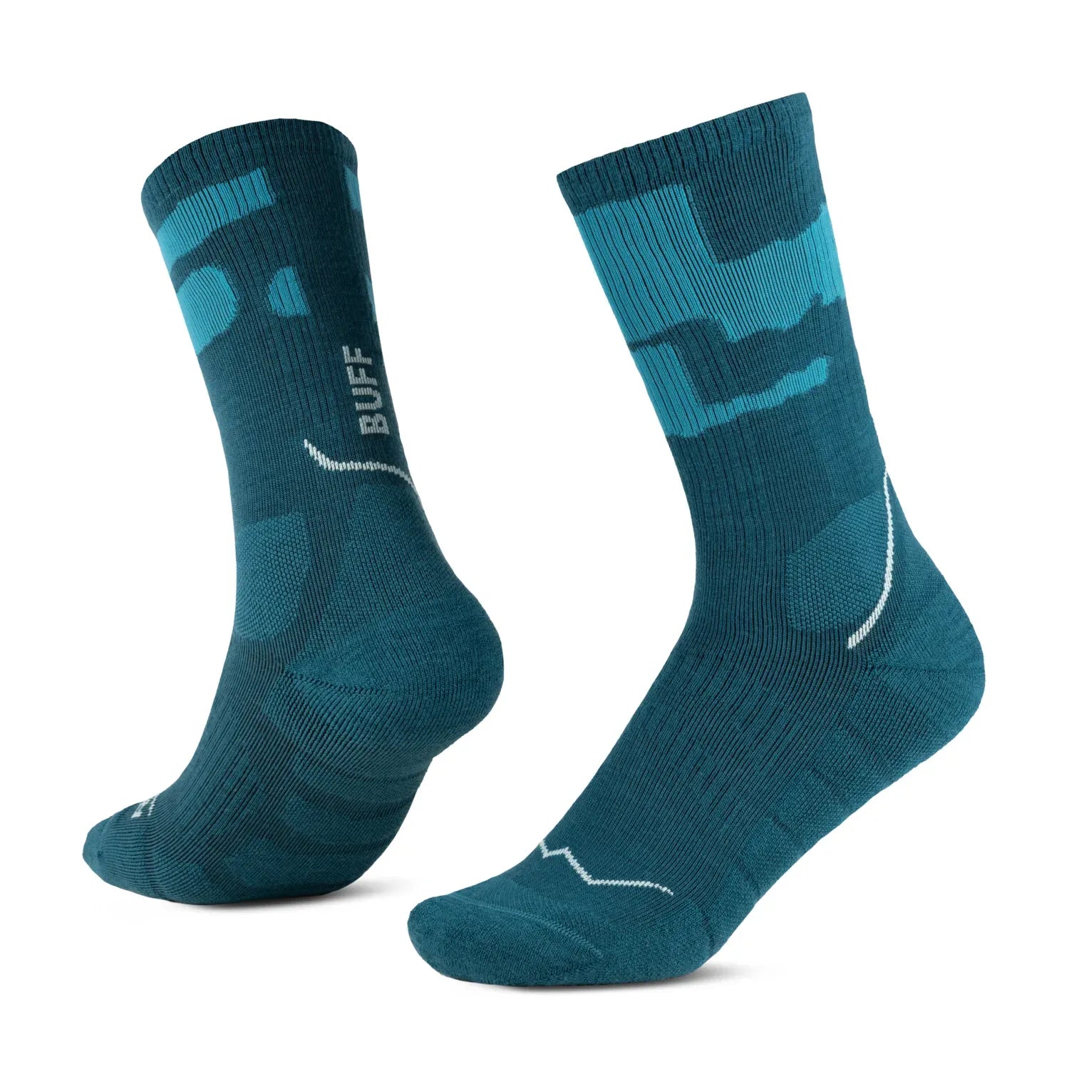Calcetines BUFF® Lana Merino Grosor Medio Caña Alta Verde Azulado 1