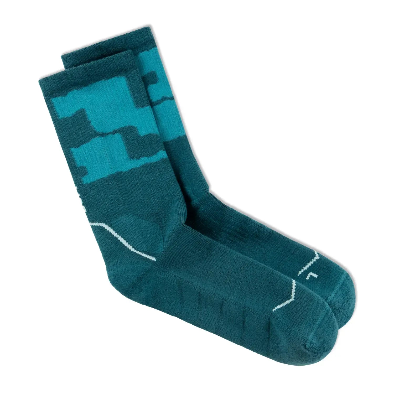 Calcetines BUFF® Lana Merino Grosor Medio Caña Alta Verde Azulado 2