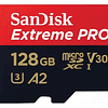 Memoria Micro SDHC 128GB Sandisk Extreme Pro, UHS-I Clase 10, con Adaptador, Up to 200 MB/s