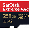 Memoria Micro SDHC 256GB Sandisk Extreme Pro, UHS-I Clase 10, con Adaptador, Up to 200 MB/s-  1