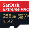 Memoria Micro SDHC 256GB Sandisk Extreme Pro, UHS-I Clase 10, con Adaptador, Up to 200 MB/s- 