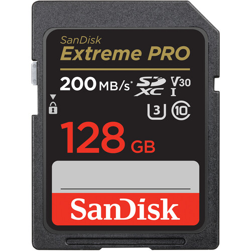Memoria SDXC 128GB Sandisk Extreme Pro UHS-I, C10, U3, V30, Lectura 95 MB/s, Escritura 90 MB/s