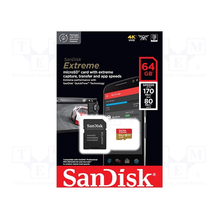 Memoria Micro SDXC 64GB SanDisk Extreme UHS-I, Lectura 170MB/s, Escritura 80MB/s 3