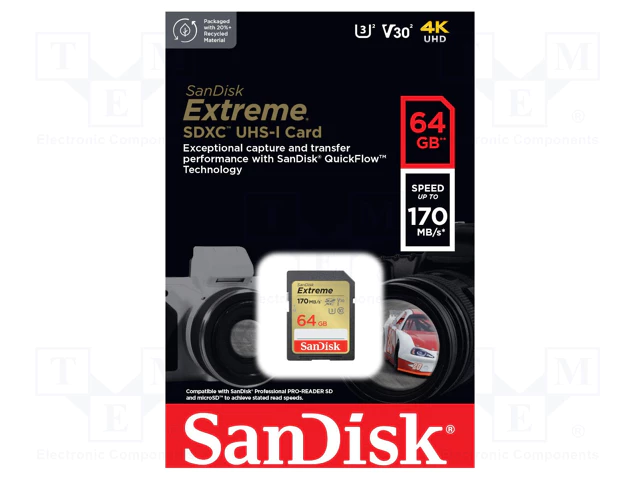 SANDISK TARJETA DE MEMORIA MICRO SD 64GB EXTREME PRO 200MB/s UHS-I U3 A2 ADAP SD SANDISK SDSQXCU-064G-GN6MA