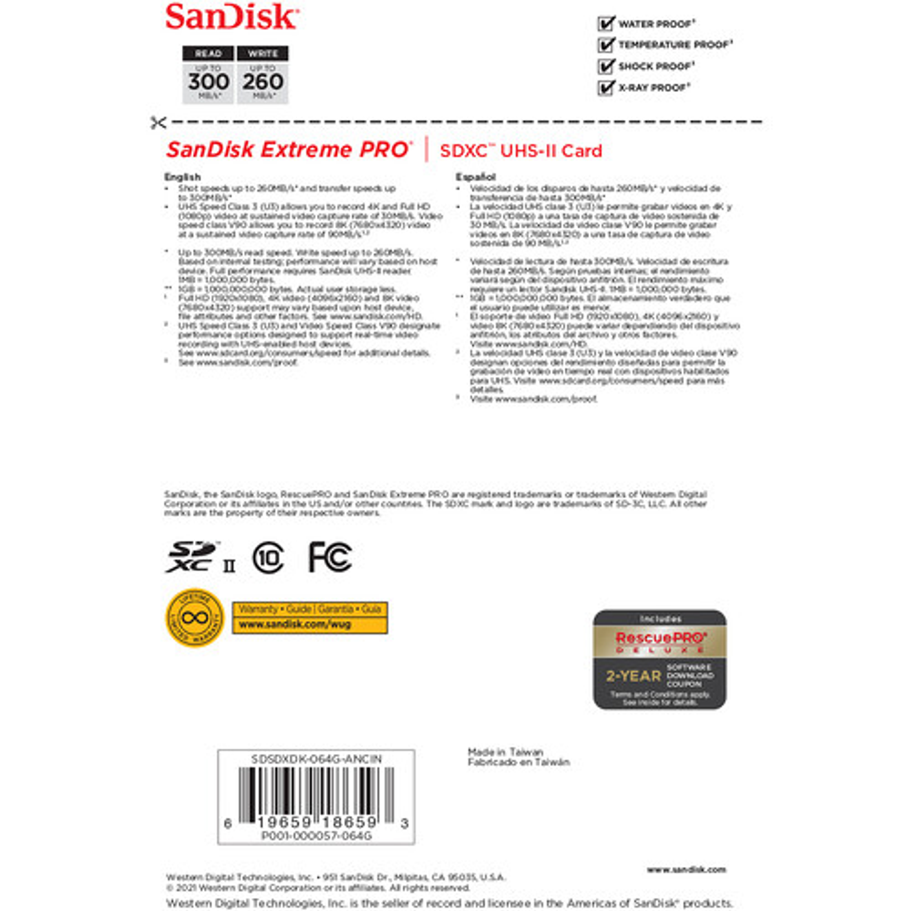 SanDisk Extreme PRO UHS-II SDXC de 64 GB