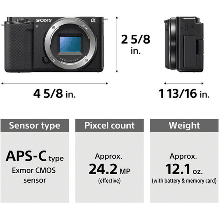 Sony ZV-E10 Mirrorless Camara (Negra) con lente 16-60 mm  25