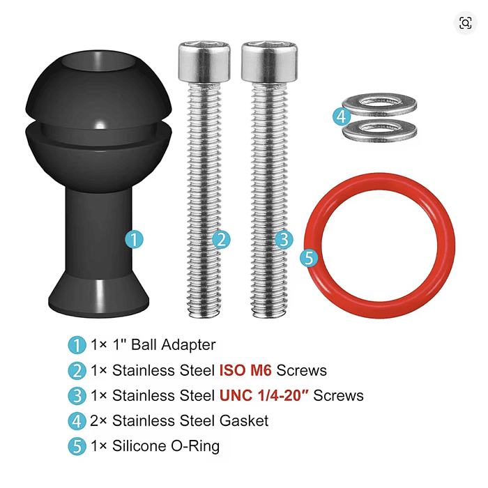 PIEZA DE MONTAJE BOLA 1 PULGADA ALUMINIO 3