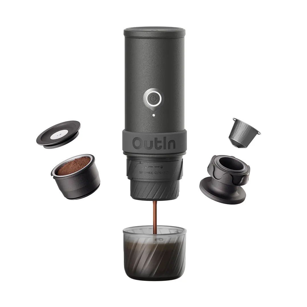Máquina de Café Espresso Eléctrica Outin Portátil Mino Gris Espacial 2