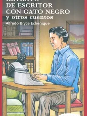 Retrato de escritor con gato negro