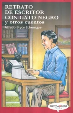 Retrato de escritor con gato negro