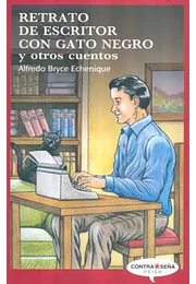Retrato de escritor con gato negro