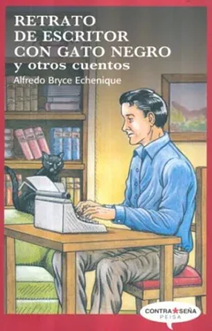 Retrato de escritor con gato negro