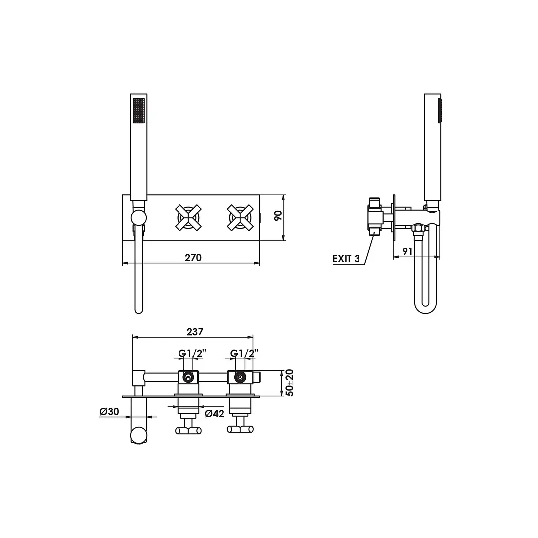 monocomando de duche encastre GOLD - XIK 2