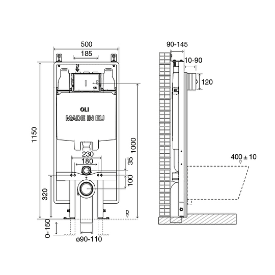 Estrutura para sanitário - alvenaria - OLI74 PLUS