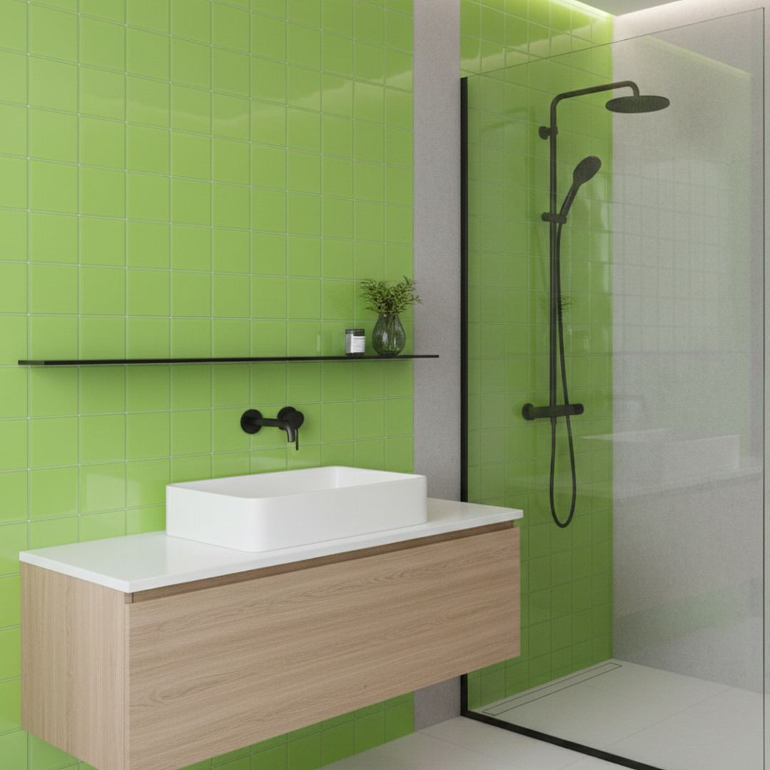 Pastilha em vidro 10x10cm Verde Alface mate 2