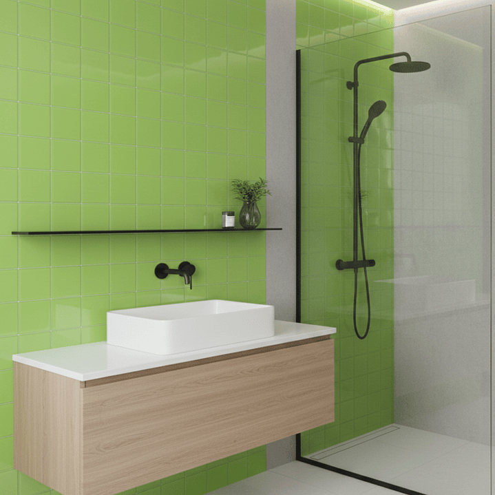 Pastilha em vidro 10x10cm Verde Alface mate 2