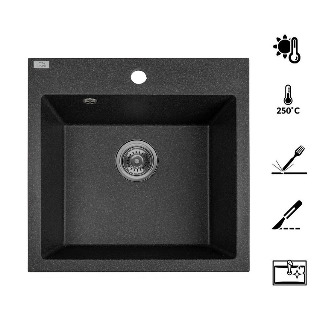 Banca de cozinha Lava louça Alena em poligranito 1 cuba 2