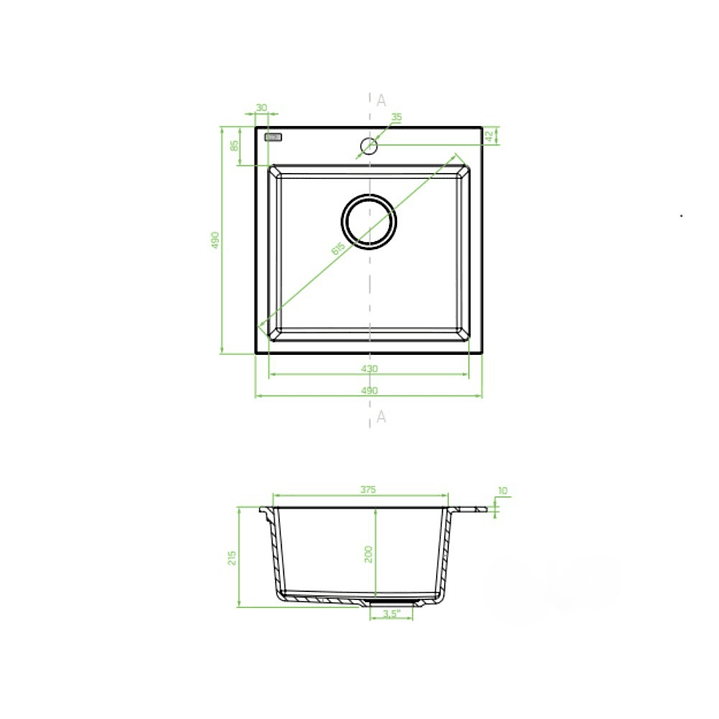 Banca de cozinha Lava louça Alena em poligranito 1 cuba 3